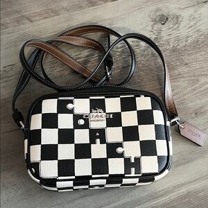 Coach Checkered Black and White Crossbody Bag